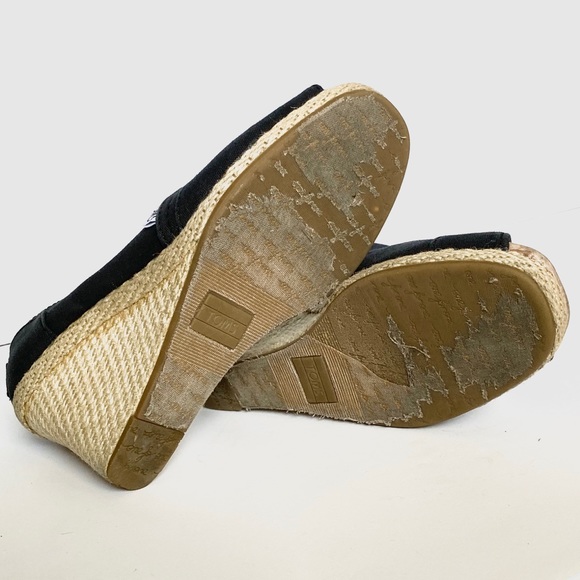 🖤TOMS Canvas Peep Toe Wedges - Picture 12 of 14